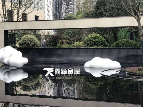 佛山不銹鋼雕塑廠家定制 售樓處水池景觀雕塑 仿真不銹鋼云朵造型雕塑